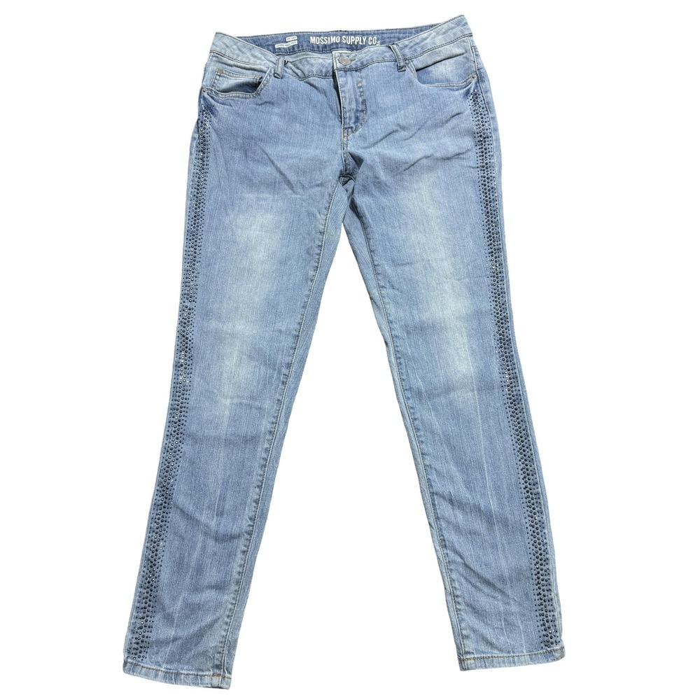 Mossimo Supply Co Jeans Juniors 13 Light Wash Skinny Stretch Studded Side Stripe